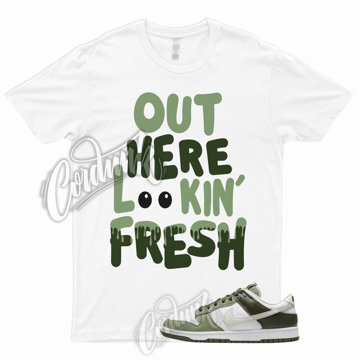 FRESH T Shirt to Match Dunk Low White Oil Green Cargo Khaki Light Bone Olive 1 gallery