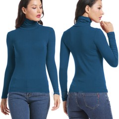 Womens Basic Lightweight Turtleneck Long Sleeve Pullover Solid Top High Neck US