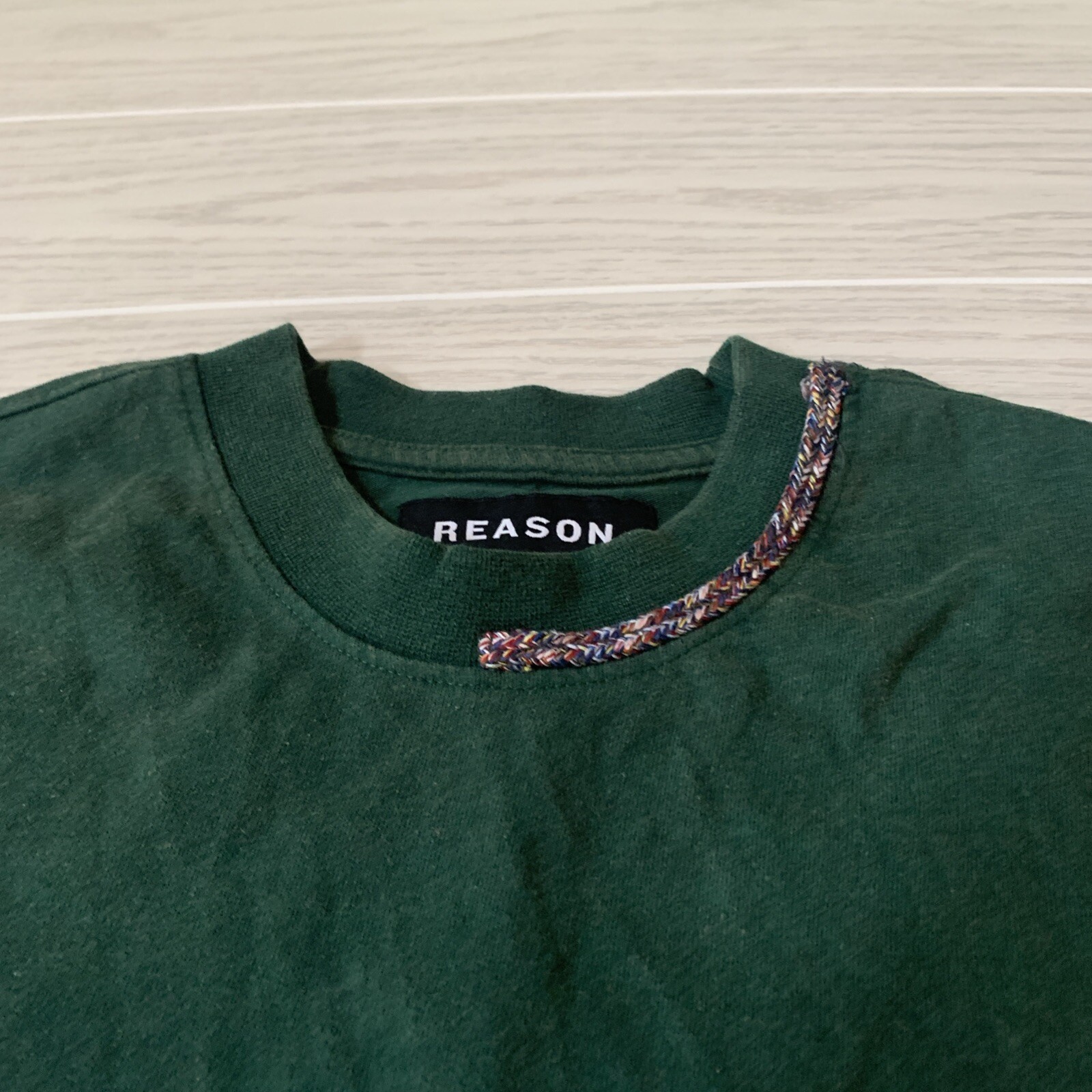 Reason Mens XL T-shirt Green Embroidered Back Cotton Polyester gallery