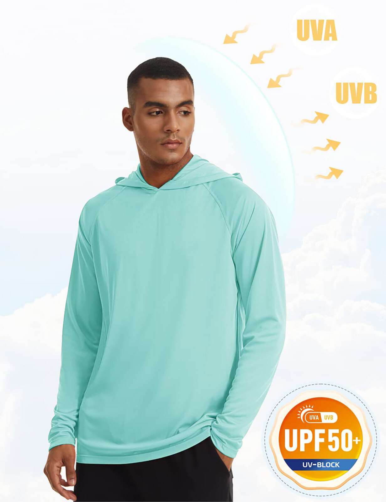 UPF50+ Mens Outdoor Fishing Hoodie Sun Block Skin Protection Long Sleeve T-Shirt gallery