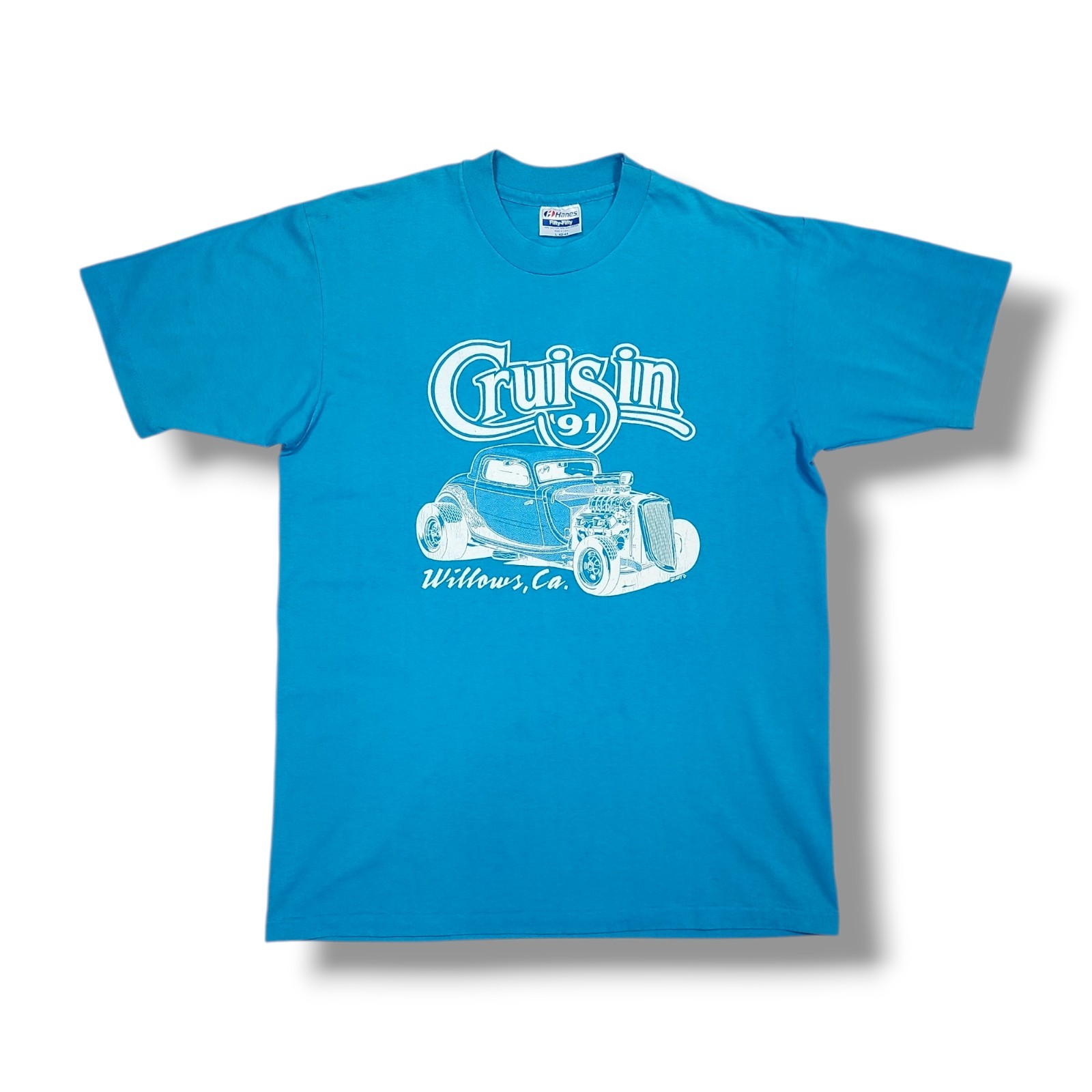 Vintage CRUISIN 1991 Willows, CA Street Rod Single Stitch Blue T-Shirt Men's L gallery