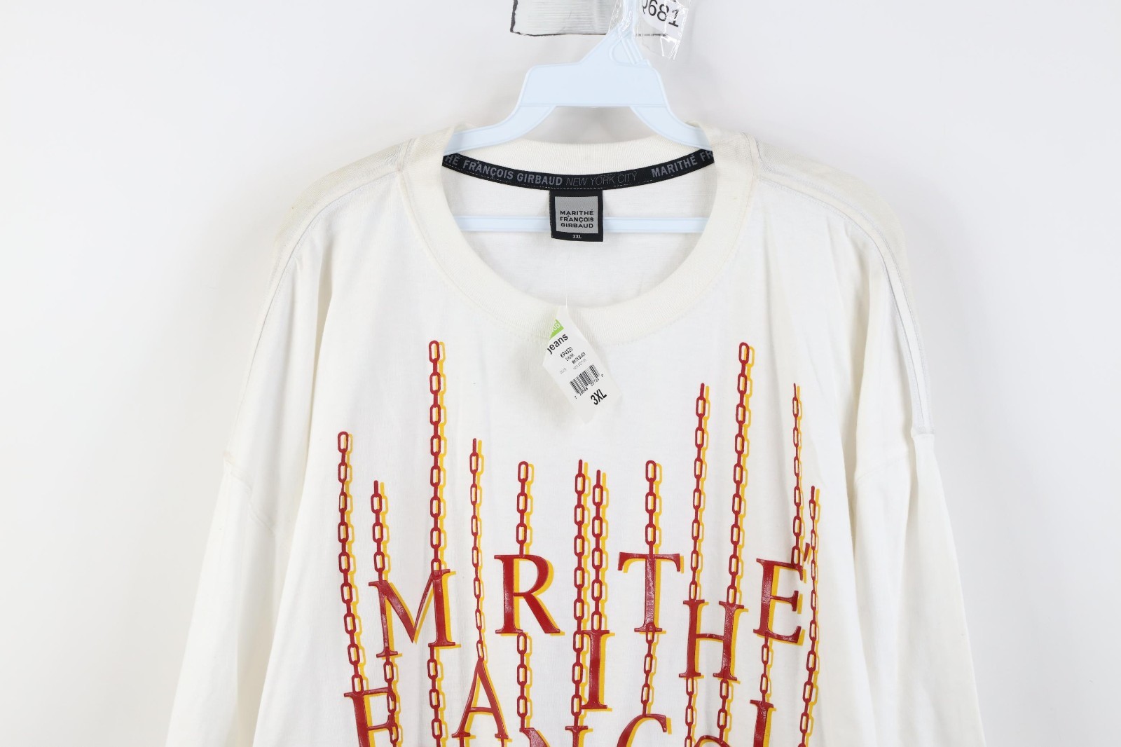 Deadstock Vintage 90s Marithe Francois Girbaud Mens 3XL Chain Link T-Shirt White gallery