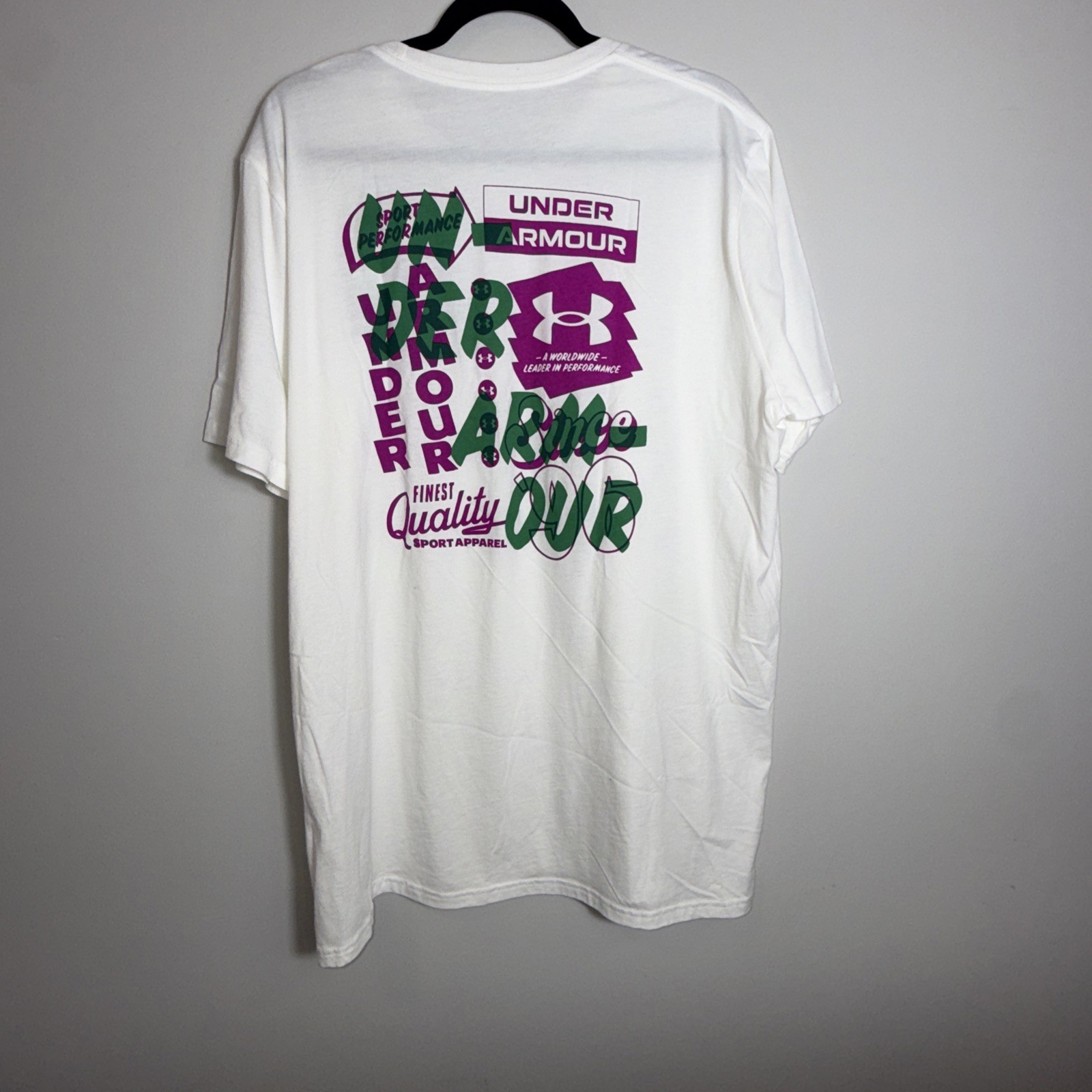 Under Armour Men's Extra Large 2XL Vintage Type T-Shirt White Loose Fit NWOT gallery