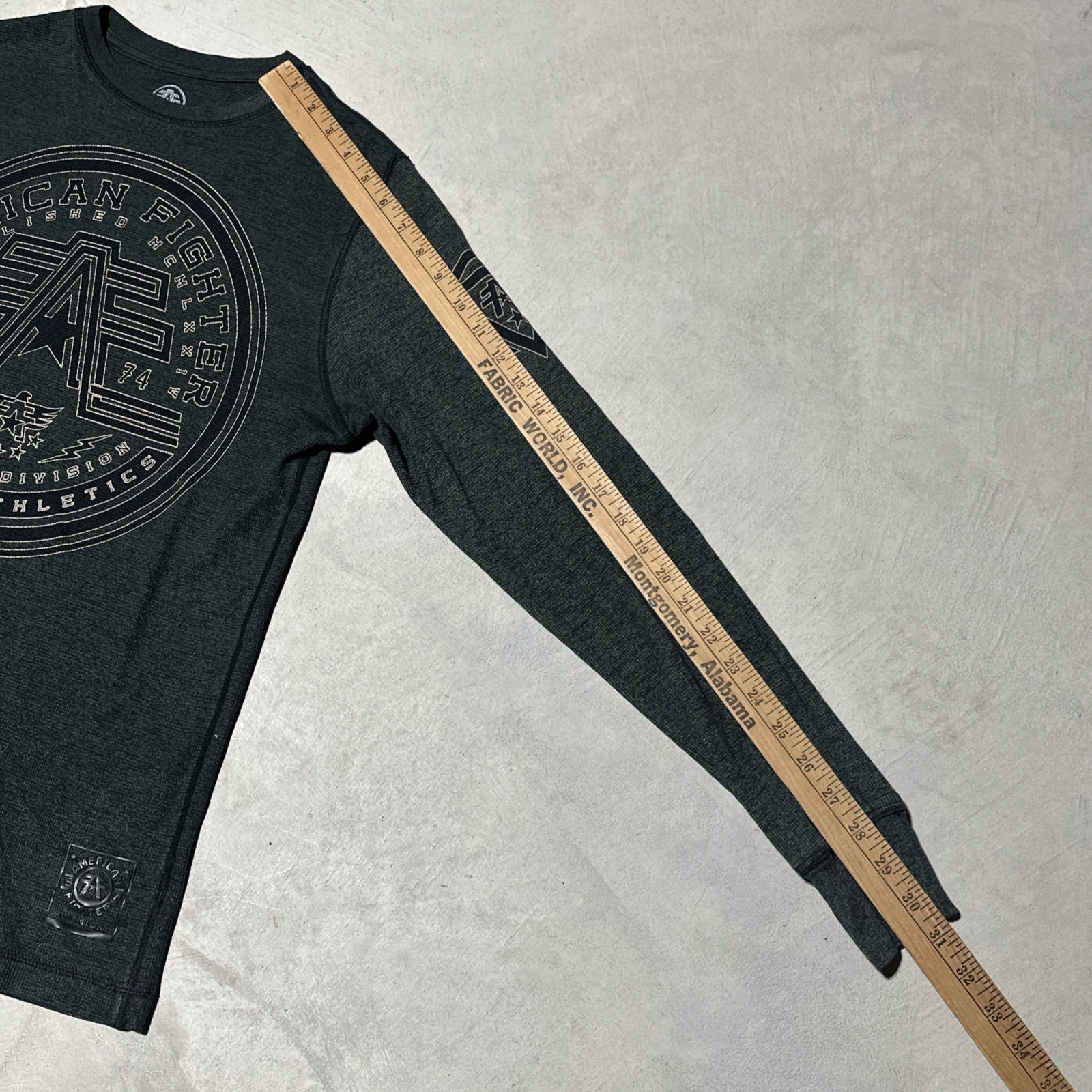 American Fighter Men Shirt M Green Graphic Geometric Logo Activewear Long Sleeve gallery