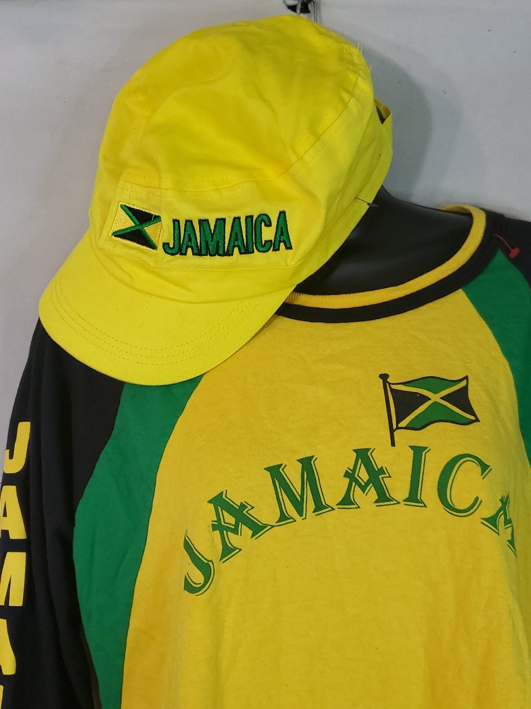 Vintage Jamaica Long Sleeve T-Shirt Men's Size Medium & Adjustable Jamaica Hat gallery