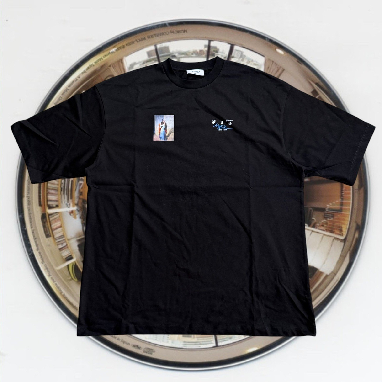 Off-White The Kiss Hayez Black Graphic T-Shirt XXL Oversized Streetwear Archive gallery