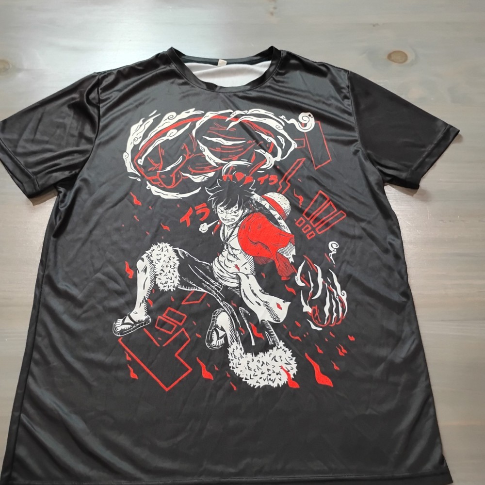 One Piece Monkey D Luffy T Shirt Large Black Anime Graphic Double Sided