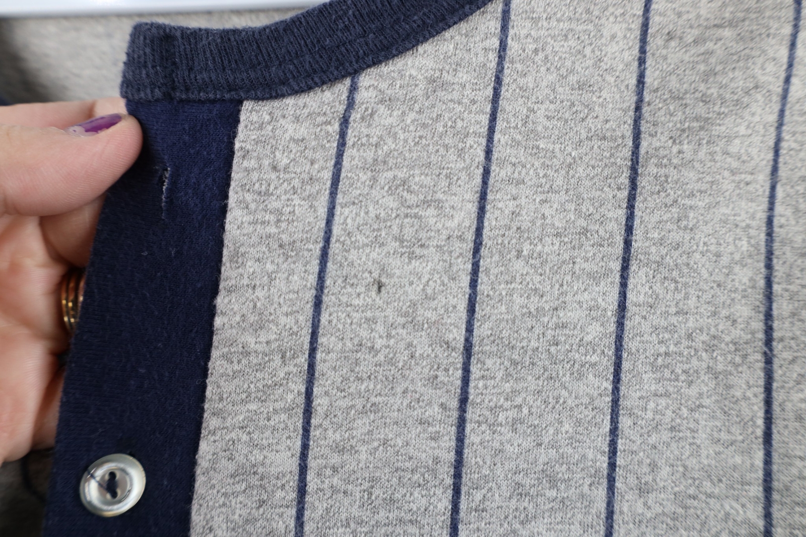 Vintage 70s Streetwear Mens Large Faded Pinstriped 3/4 Sleeve Raglan T-Shirt USA gallery