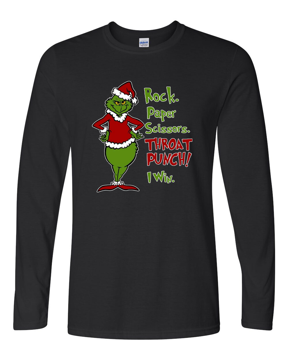 The Grinch - Rock, Paper, Scissors, Throat Punch, I Win! - Long Sleeve T-Shirt gallery