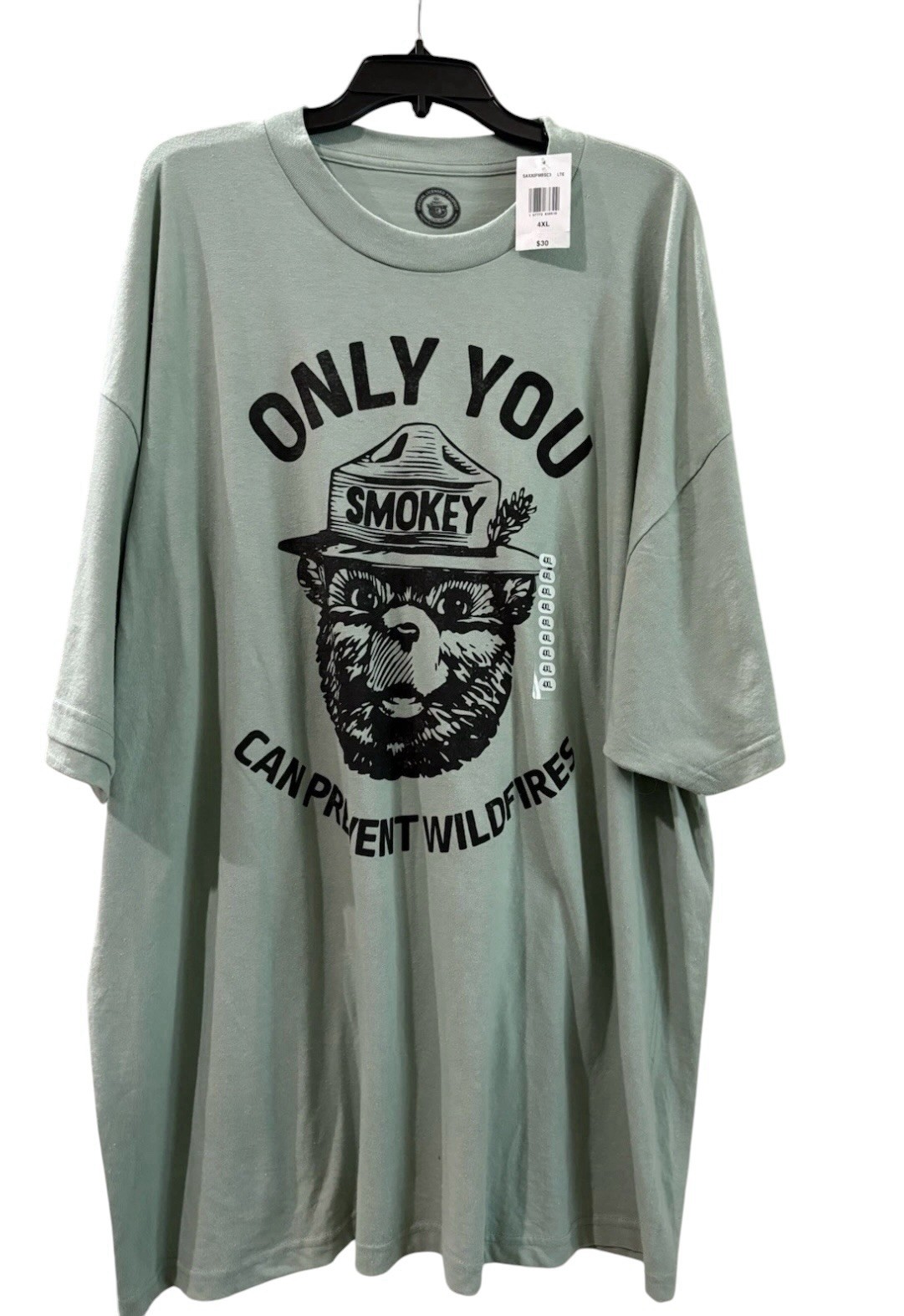 Smokey The Bear Only You Can Prevent Wildfires Graphic Tee Shirt Green 4XL NWT