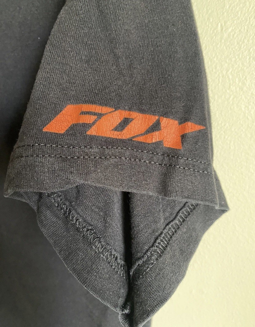 Fox Racing Black T-Shirt With Orange, Gray And White Logo Size Youth Large gallery