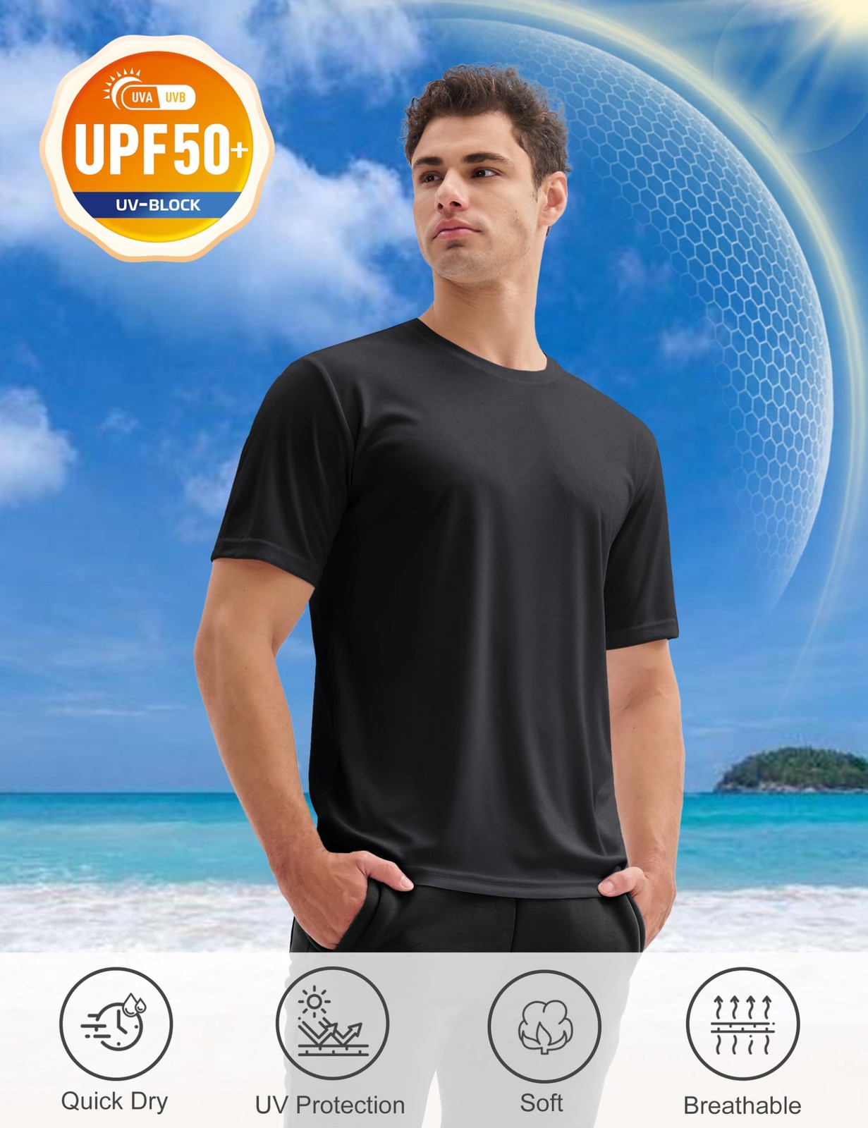 Rash Guard for Men Sun Protection UV SPF UPF 50+ T-Shirt Dry Fit Moisture Wic... gallery