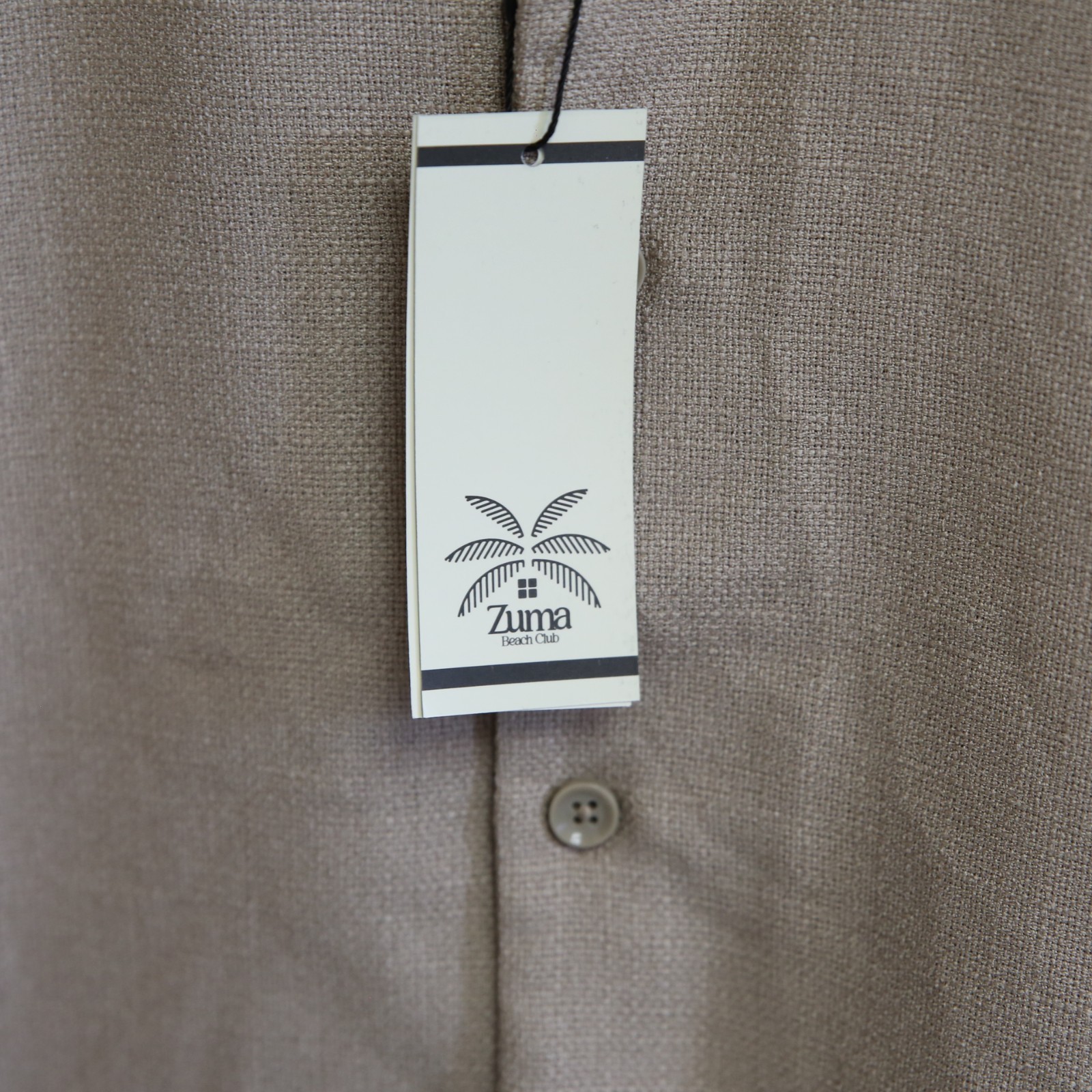 Zuma Beach Club Textured Fabric Men’s Shirt Size XL Tan Beige Linen Look NEW NWT gallery