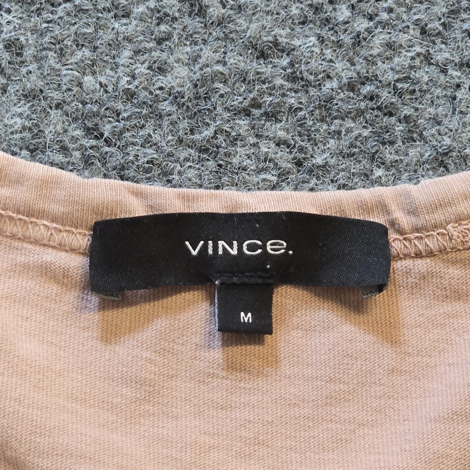 Vince Shirt Men Size Medium Tan Pink Short Sleeve Crew Neck Heavy Capsule Casual gallery