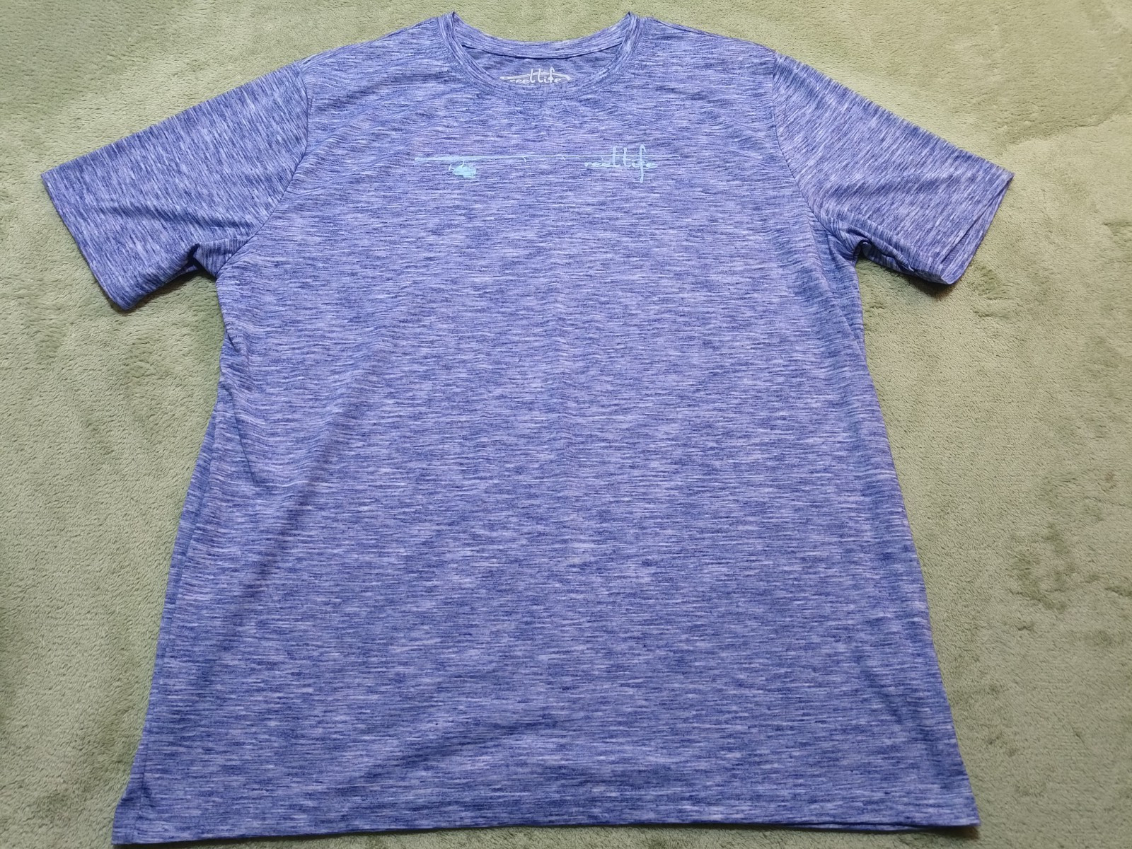 Reel Life XL Blue Heathered Fishing Shirt Mens Bait & Tackle Club Graphics Tee