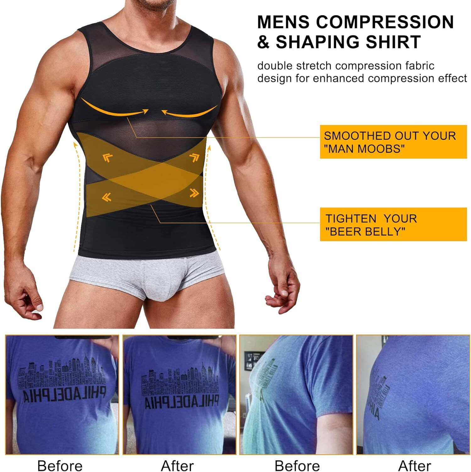 Men Gynecomastia Compression Shirts Tummy Control Body Shaper Tank Top Shapewear gallery