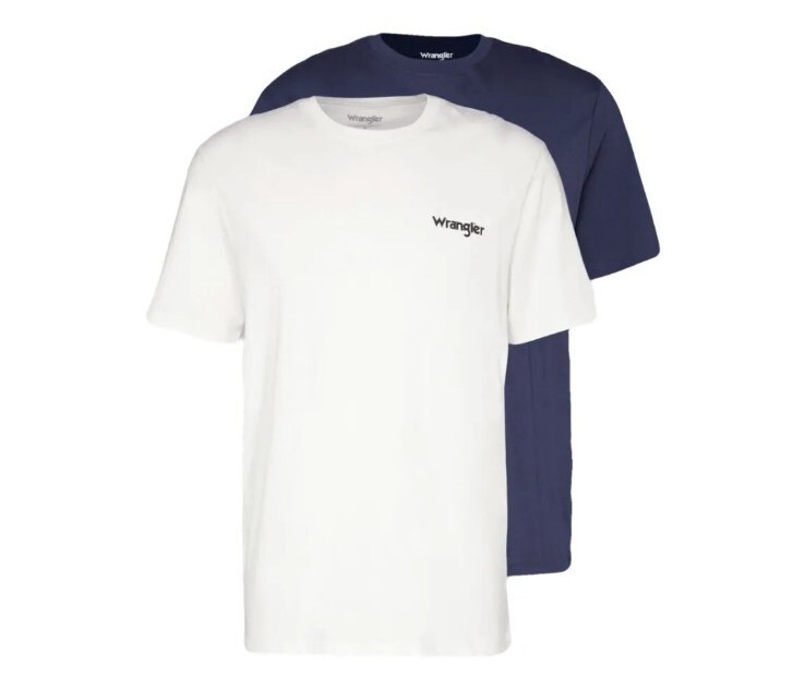 WRANGLER Mens t shirt top tee navy/white 2 in pack S  M  L    100%cotton
