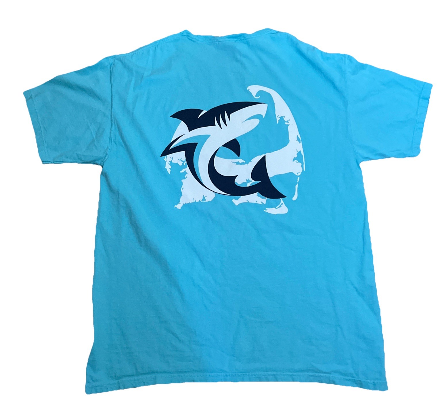 Comfort Wash Mens T Shirt Cape Cod Double Sided Shark Blue Size Large gallery