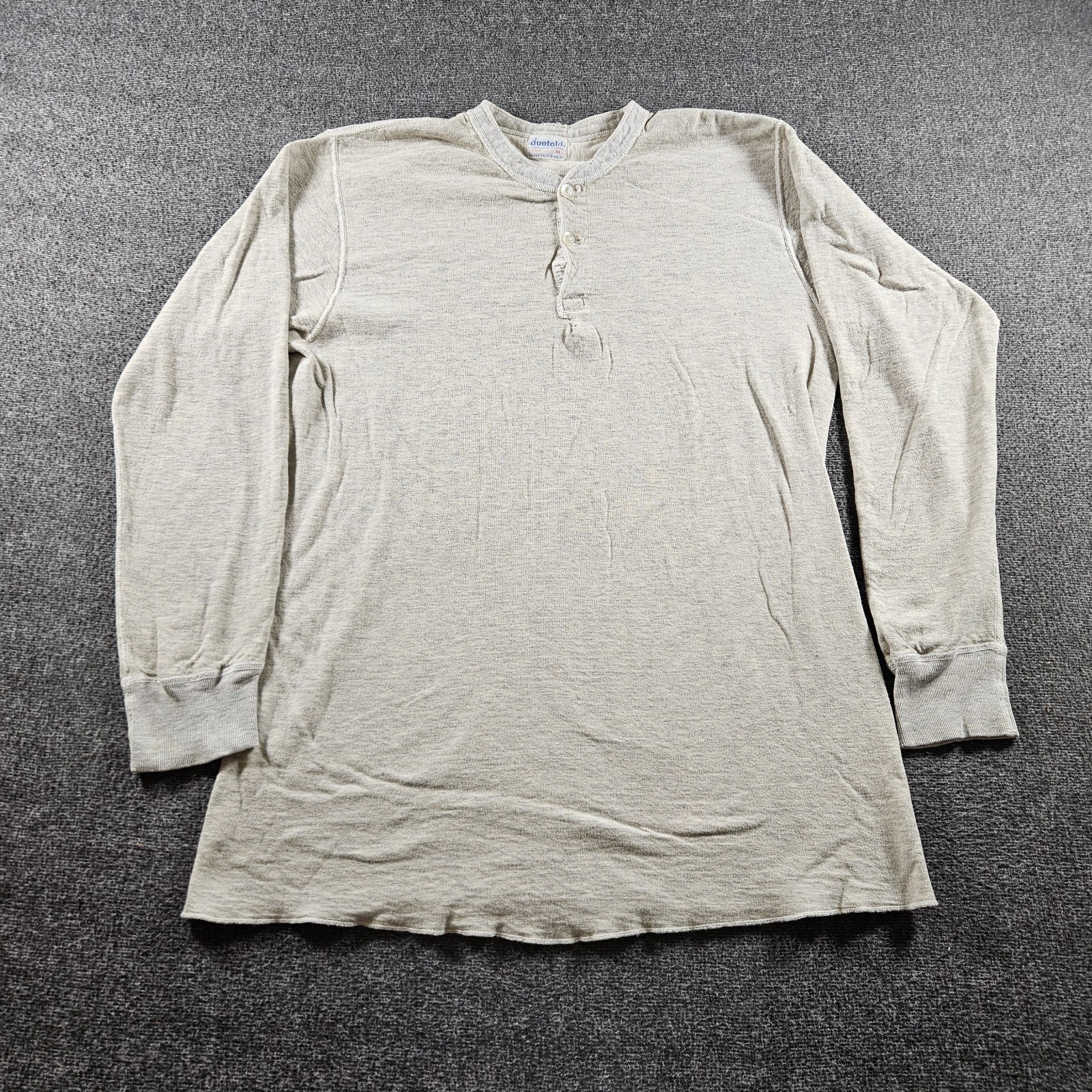 Vintage Duofold Two Layer Henley Shirt Medium Gray Wool Base Thermal 70s 80s XL gallery