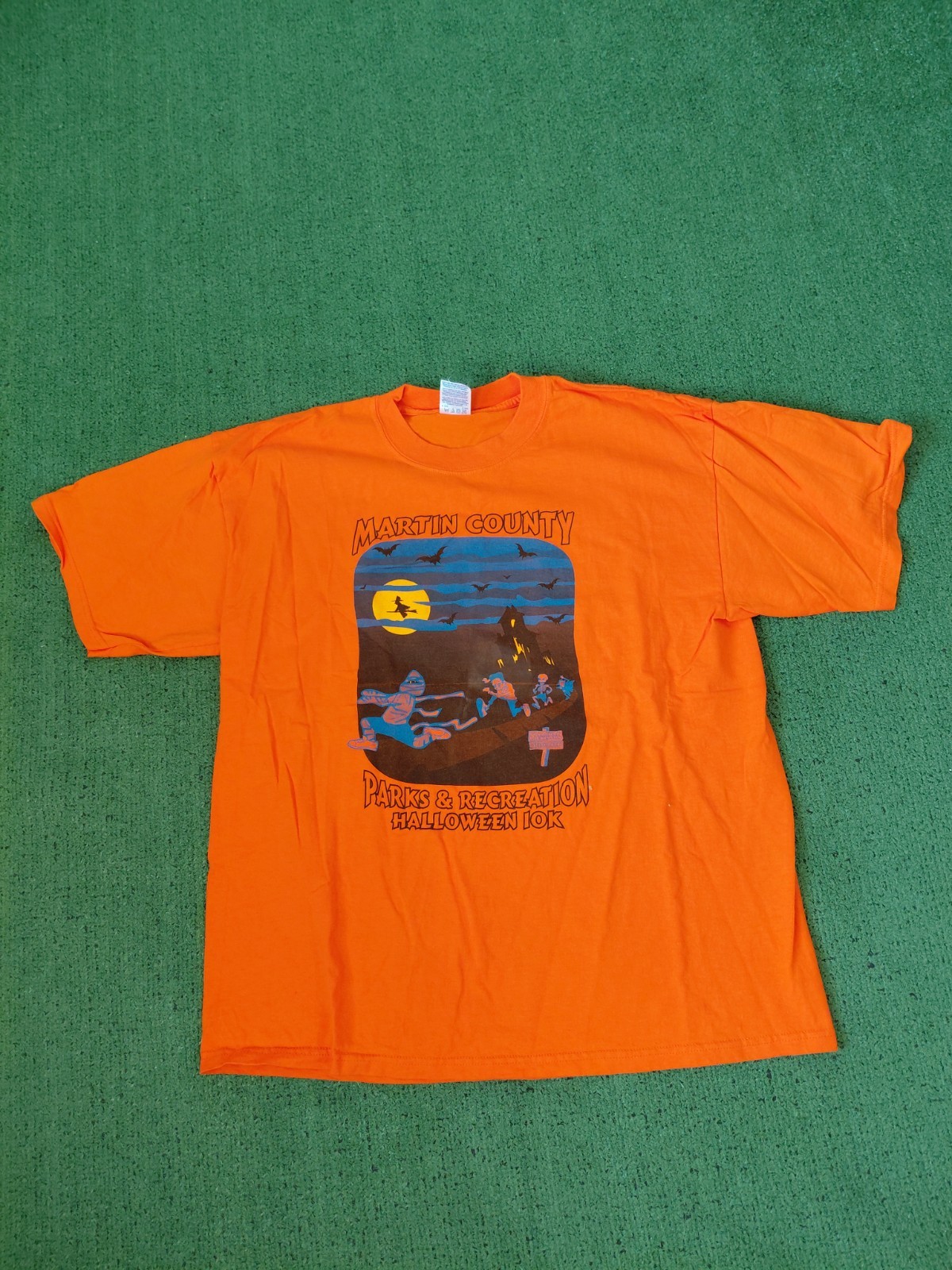 VINTAGE Martin County Parks & Recreation Halloween 10k Running Y2K Orange T…
