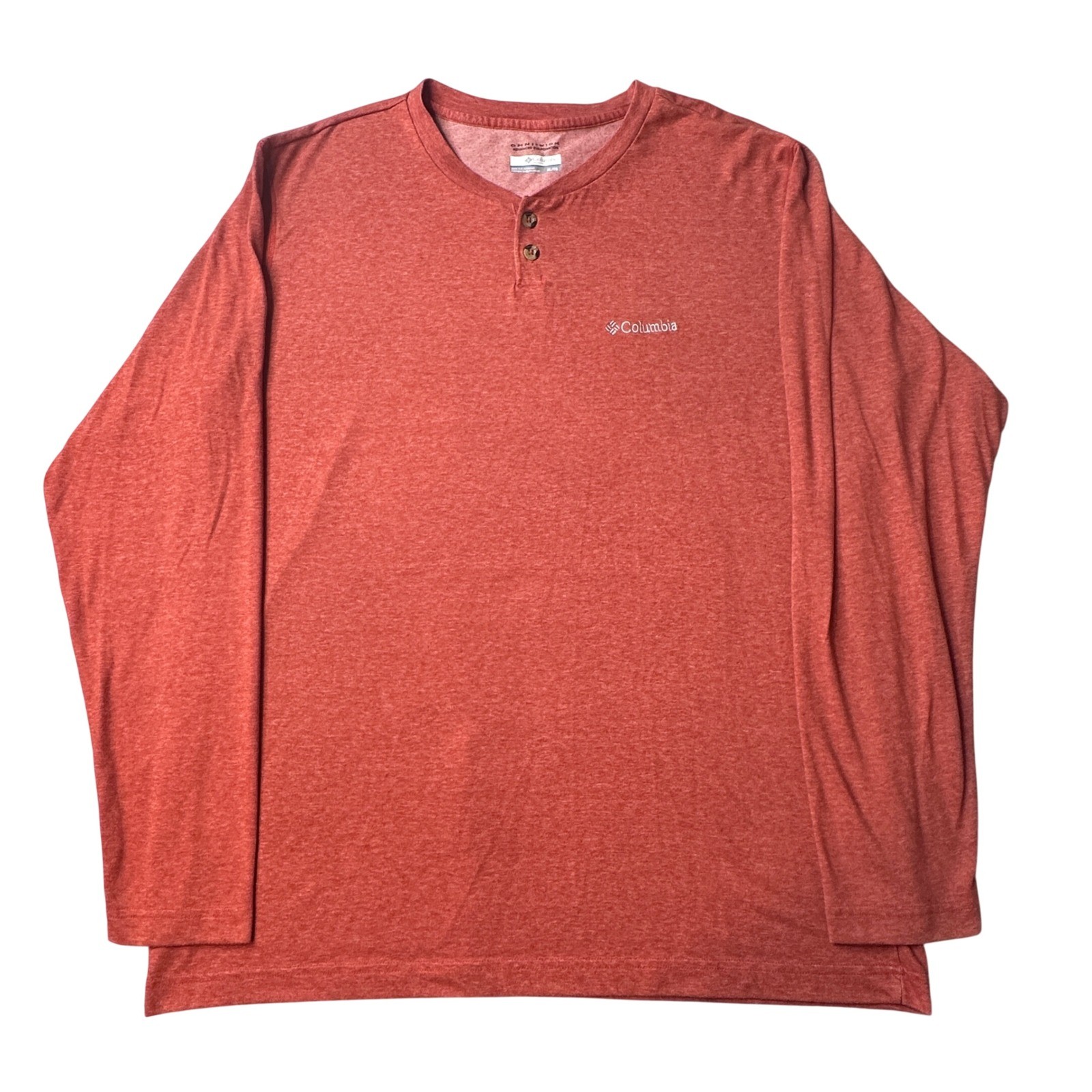 Columbia Henley Mens XL Red Omni-Wick Long Sleeve Heathered Outdoor Shirt