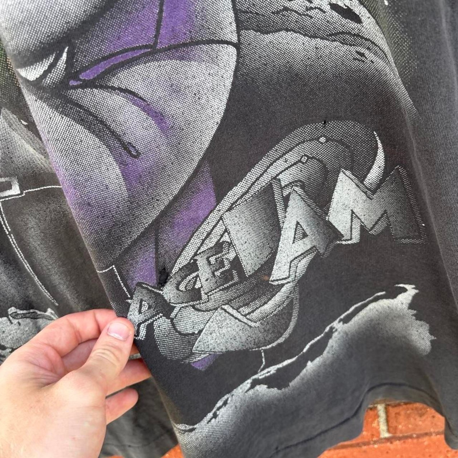 Vintage 90s grail space jam swackhammer looney tunes aop shirt faded mens xl gallery