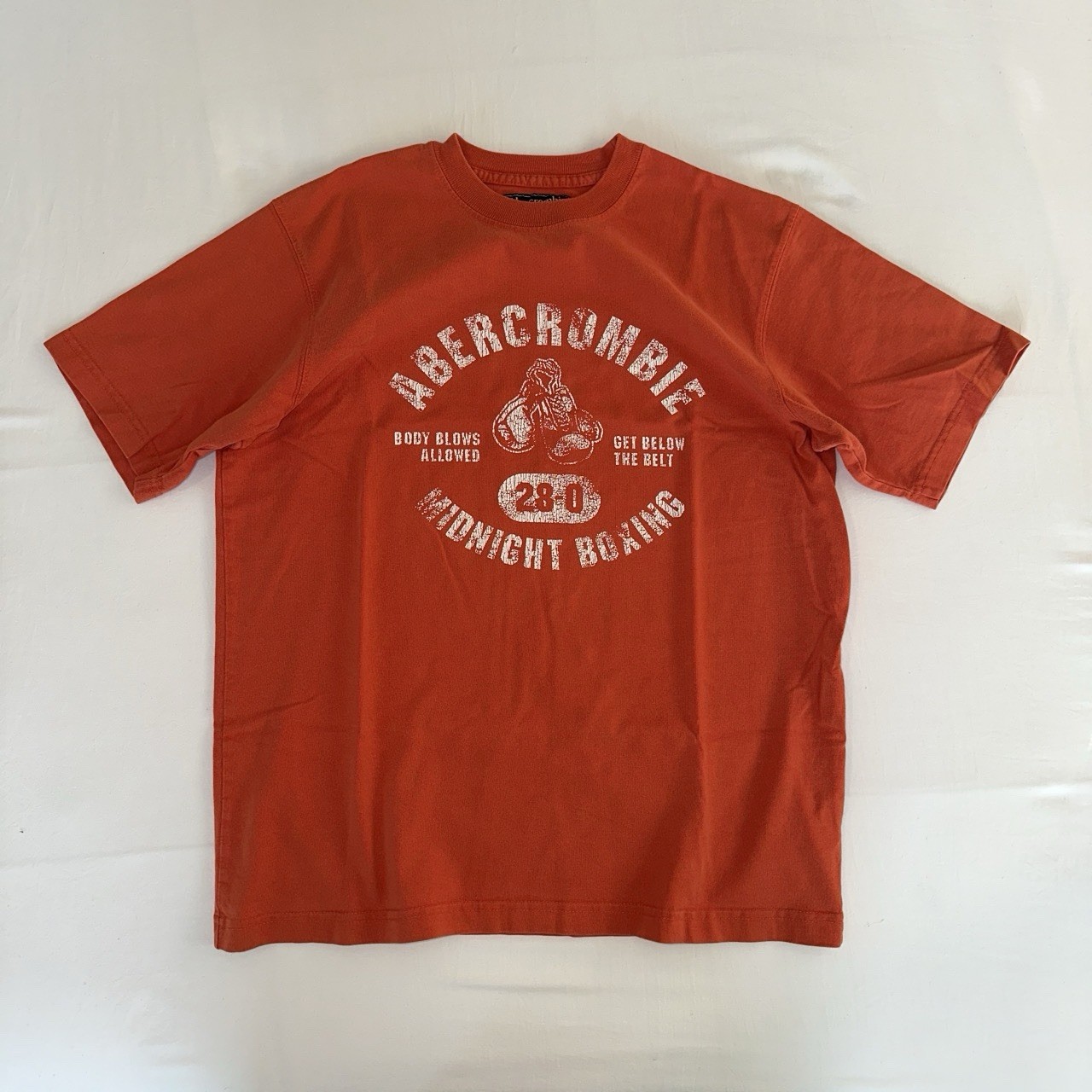 Abercrombie & Fitch Men’s Orange Boxing Graphic Cotton Crewneck Tee S