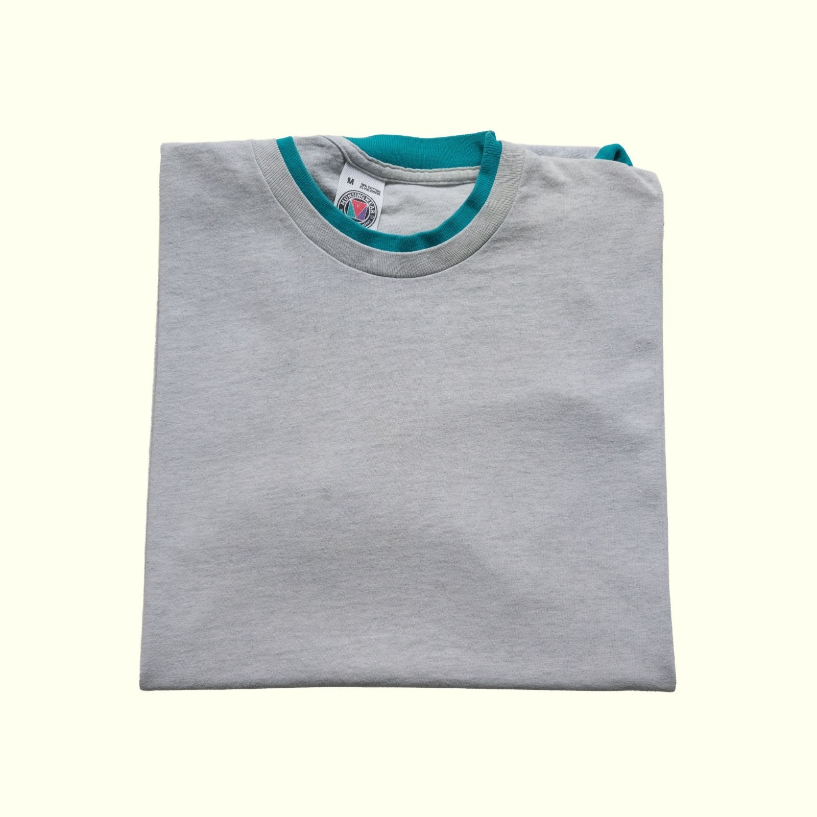 MUNSINGWEAR VTG 90s RETRO USA MADE BLANK REVERSIBLE SLEEVE GRAY T SHIRT SZ M