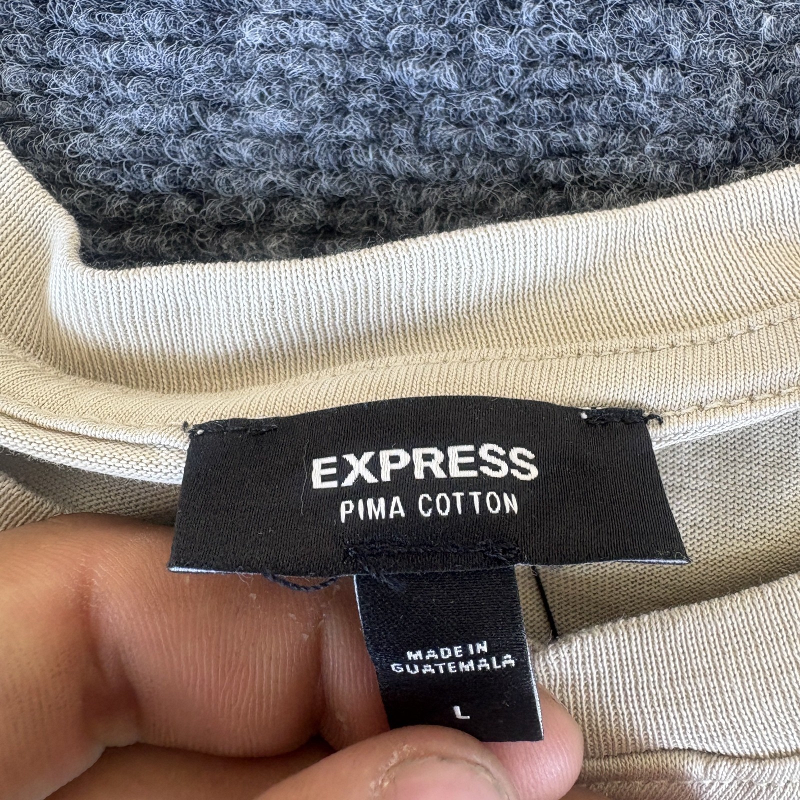 Express Henley Shirt Mens Large Cream Pima Cotton Regular Fit Casual Long Sleeve gallery