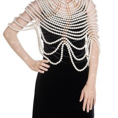 Rhinestone Fishnet Gloves Glitter Sparkle Long Mesh Arm Sleeves for Party