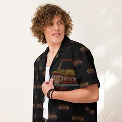 Corvair 1962 pinstriped pattern button down hawaiian bowling shirt