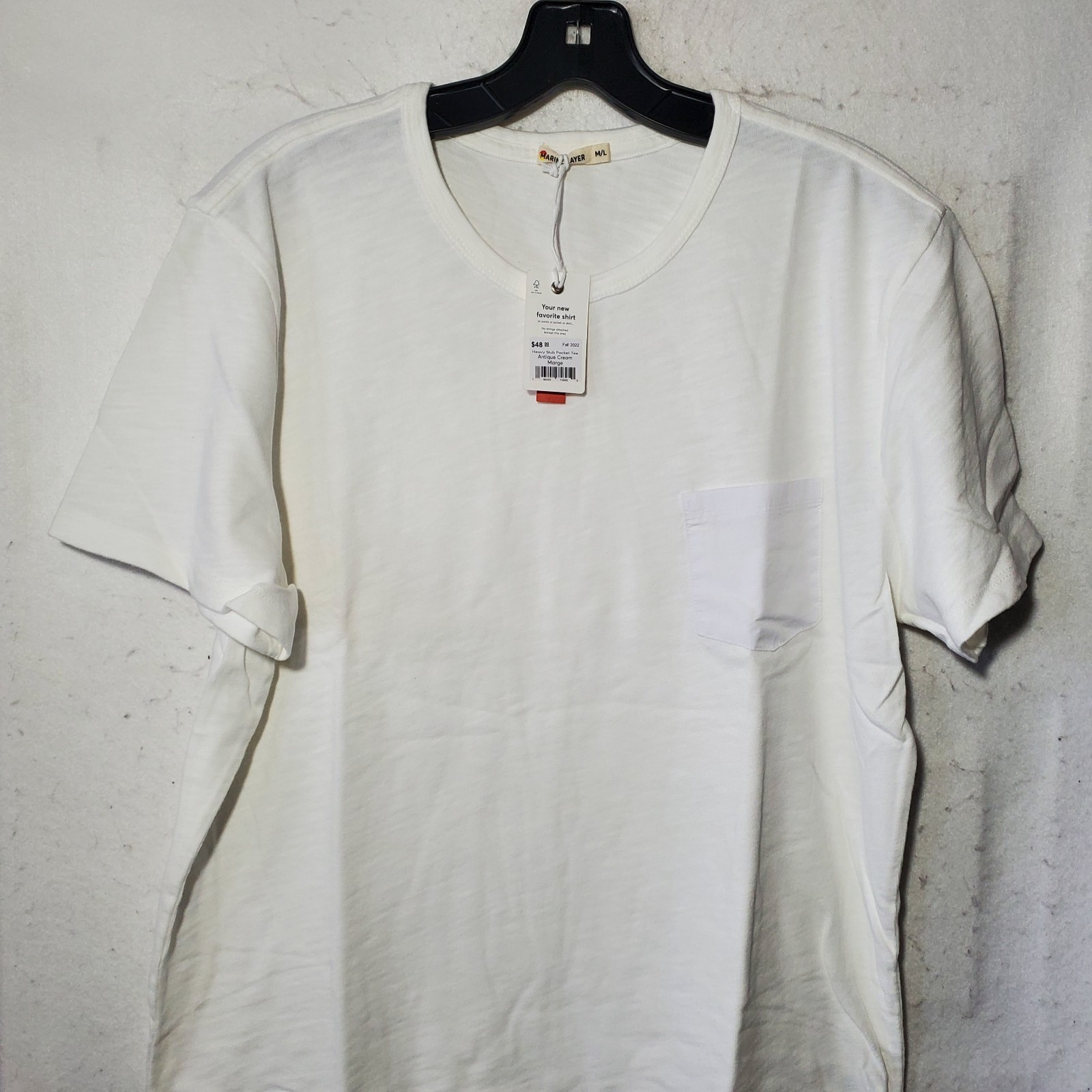 Marine Layer Shirt Slub Pocket Shirt Mens Large Antique Cream White Tee NWT