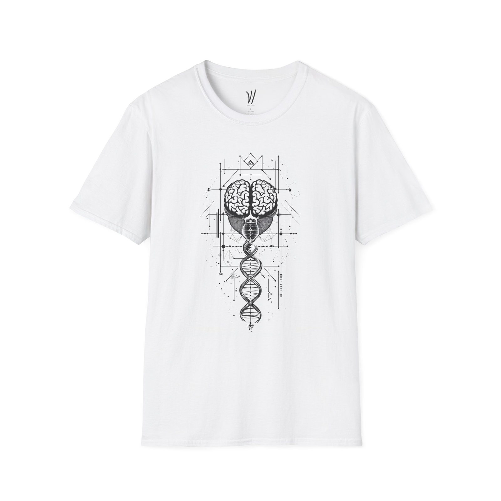 Geometric Brain DNA T-Shirt, Artistic Unisex Tee, Science Gift, Unique Design, gallery