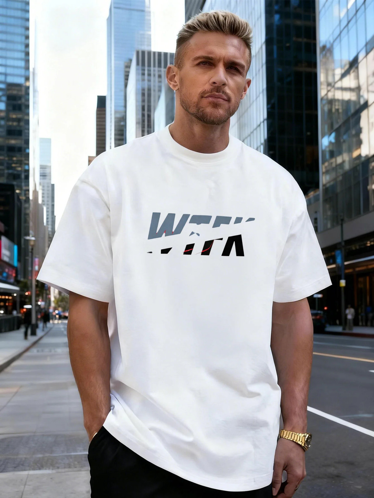 Letter Graphic 100% Cotton Men’s T-Shirt, Suitable for Daily Streetwear