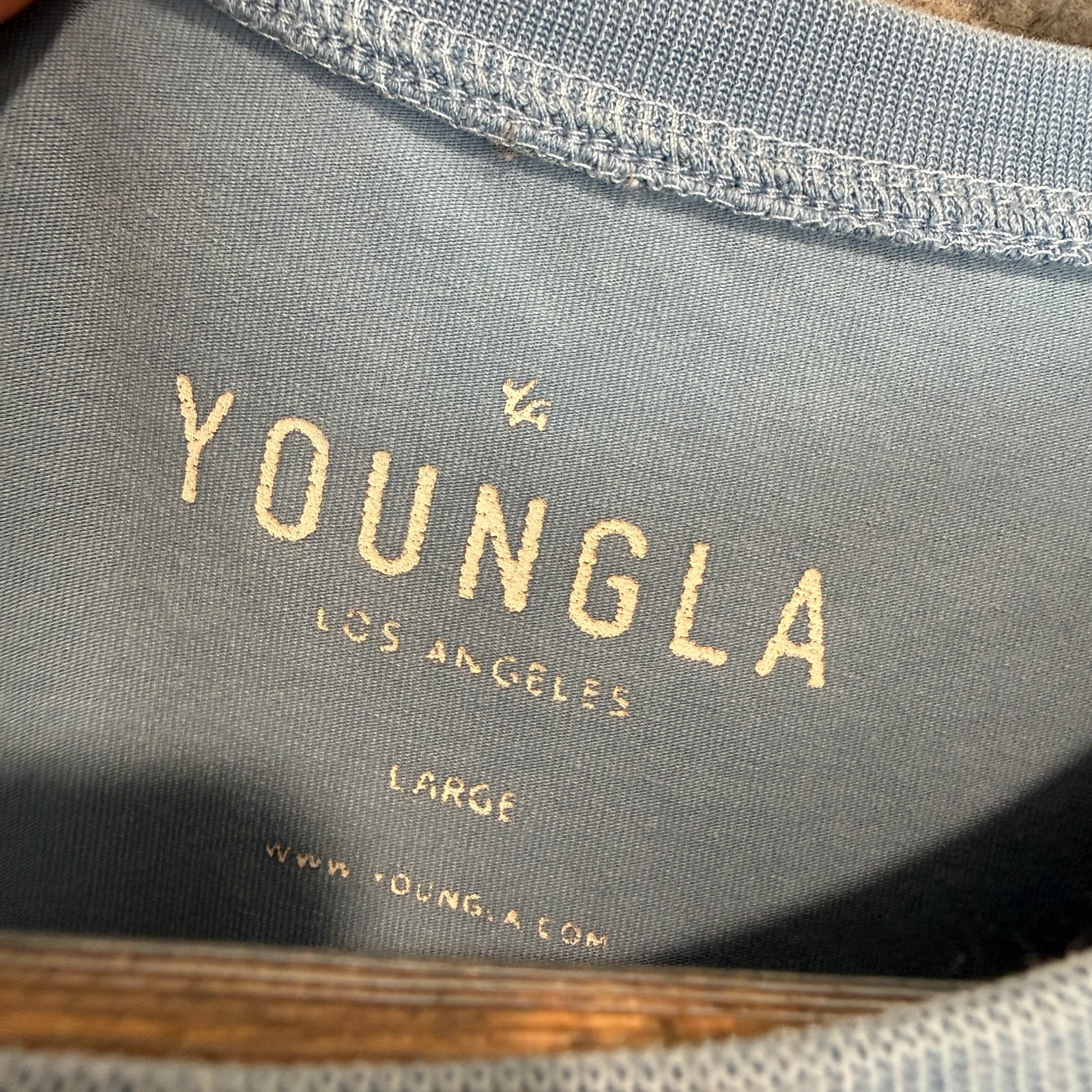 YoungLA T Shirt Mens Large Center Logo Blue Short Sleeve Logo Tee gallery