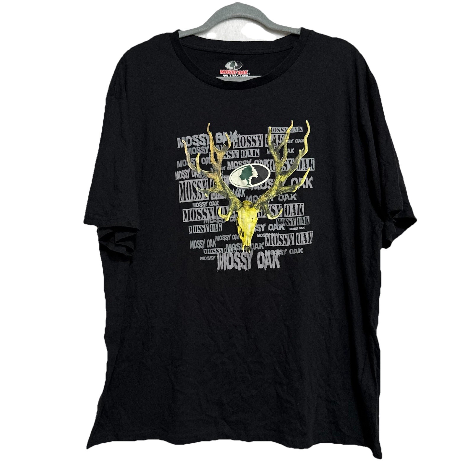 Mossy Oak Men XXL Black Short Sleeve Shirt Deer Skull Buck Graphic Hunting Tee gallery