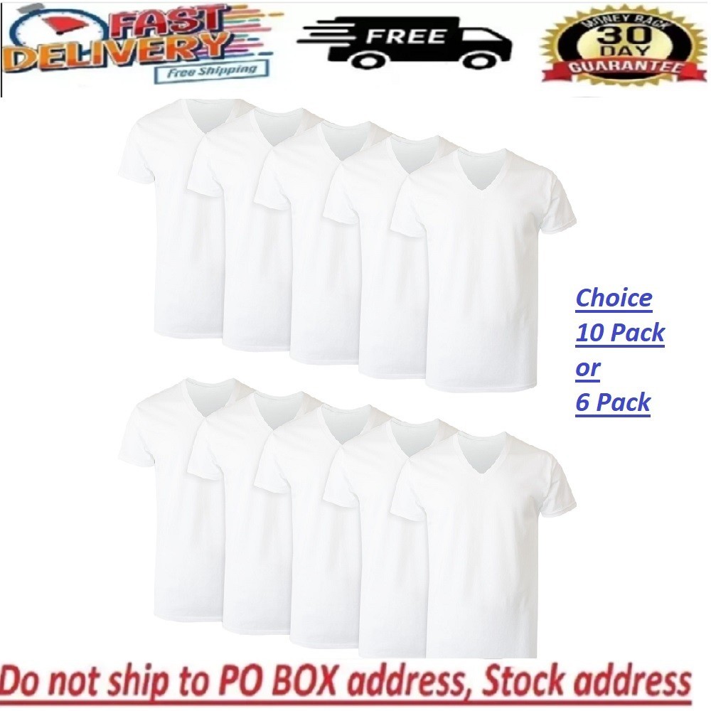 Hanes Men'S Value Pack White V-Neck Undershirts, 10- Pack and 6- Pack gallery