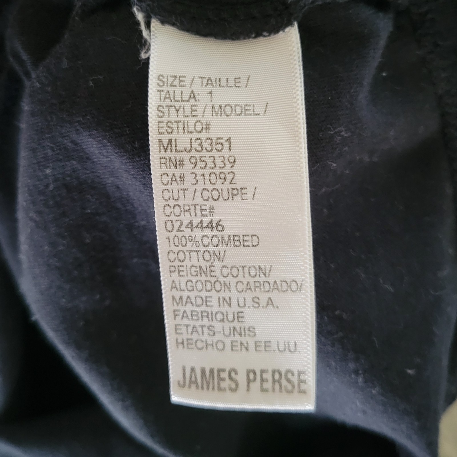 James Perse T Shirt S Black 100% Combed Cotton Midweight Crew Neck Long Sleeve 1 gallery