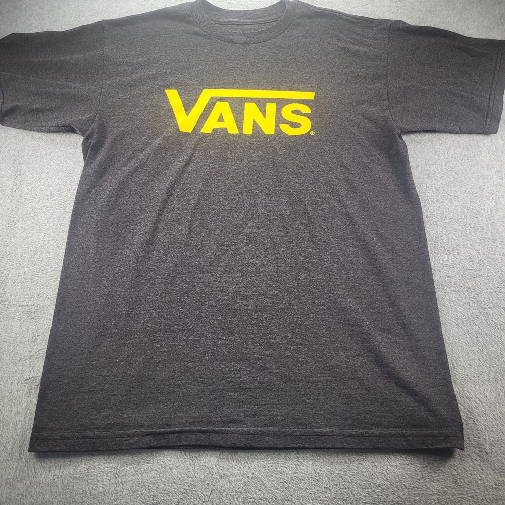 VANS Mens Gray Graphic Yellow Text Spellout T Shirt – VANS – Size M Medium