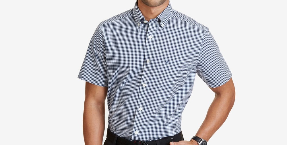 Nautica Classic Fit Button Down Shirt Color: J-navy Checkered Size: Large $49