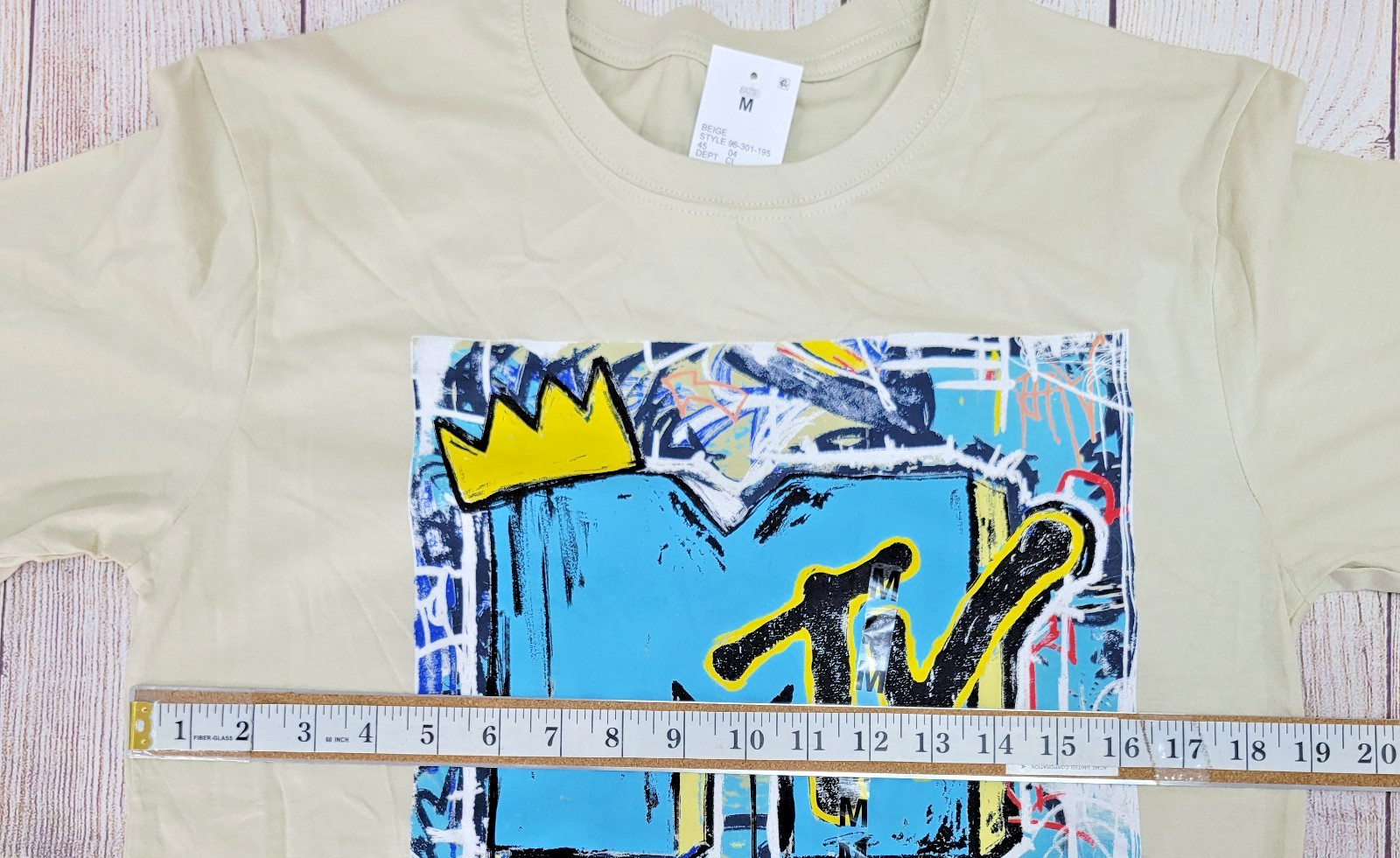 MTV Crown Graffiti Concert T-shirt Tan Beige Men's MEDIUM NWT gallery