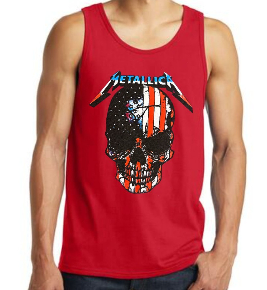 METALLICA AMERICAN SKULL Heavy Metal Band Black Tank Top gallery