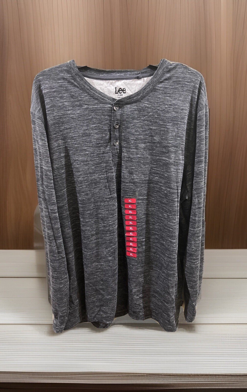 Lee Textured Comfort Henley Shirt Black Men’s X-LARGE Stretch $45