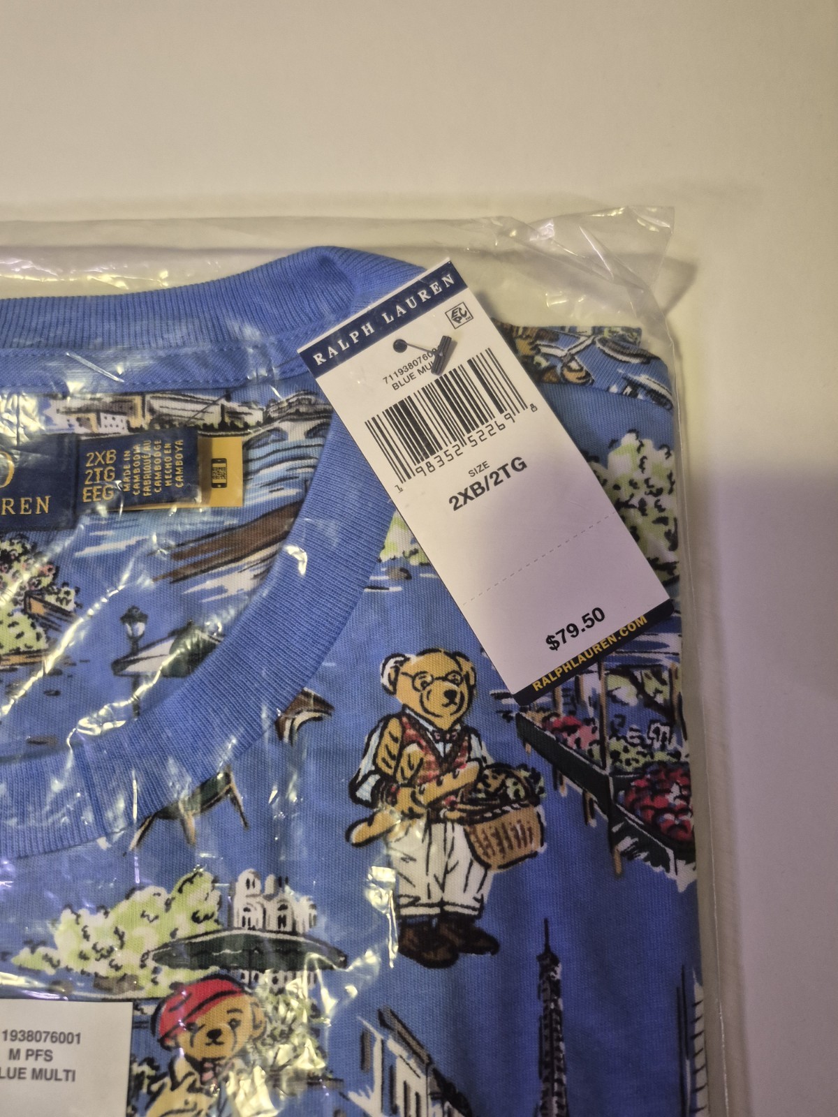 Polo Ralph Lauren Blue Polo Bear Paris Graphic T-Shirt Size 2XB New With Tag gallery