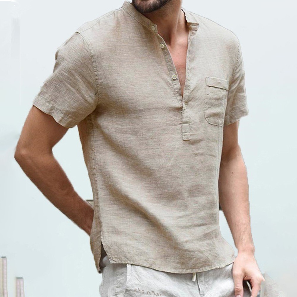 Summer New Men's Short-Sleeved T-shirt Cotton and Linen Led Casual Men's T-shirt gallery