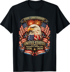 USA Independence 250th Anniversary 1776 2026 Patriotic Eagle T-Shirt