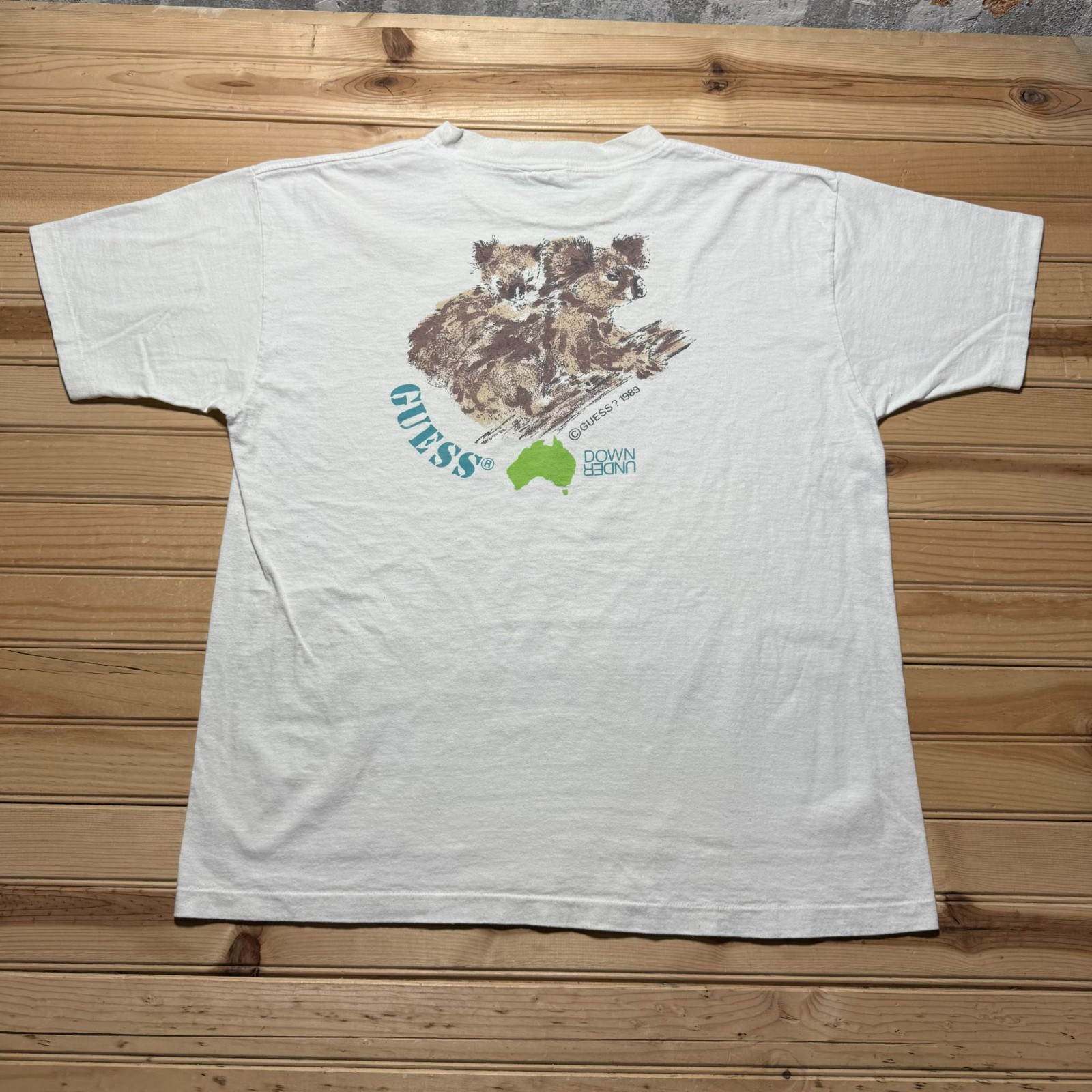 Vintage 80s 1989 Guess Koala Australia Down Under Single Stitch Shirt One Size