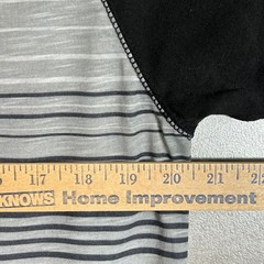 Burnside Mens Henley Shirt Medium Grey Black Striped Raglan Short Sleeve