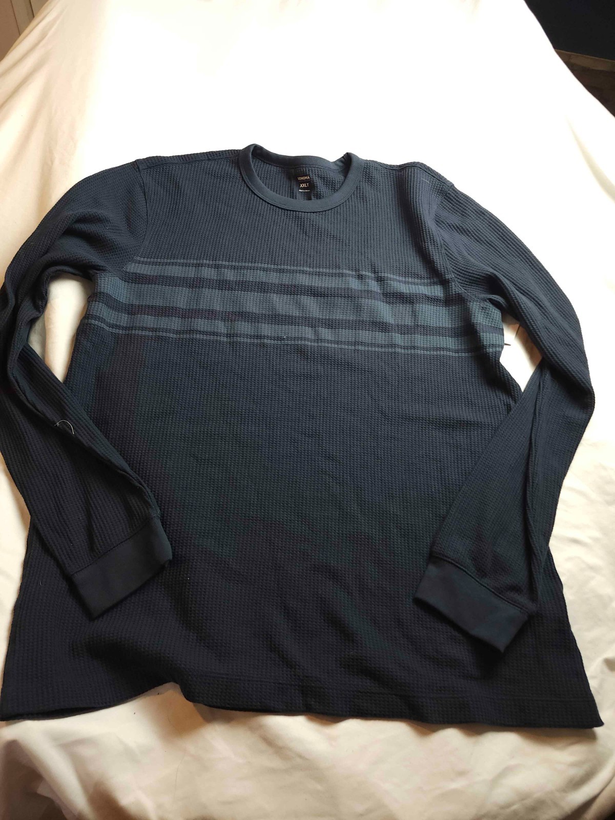 Sonoma Pullover Shirt Mens 2XLT Blue Knit Thermal Striped Waffle Knit Outdoor gallery