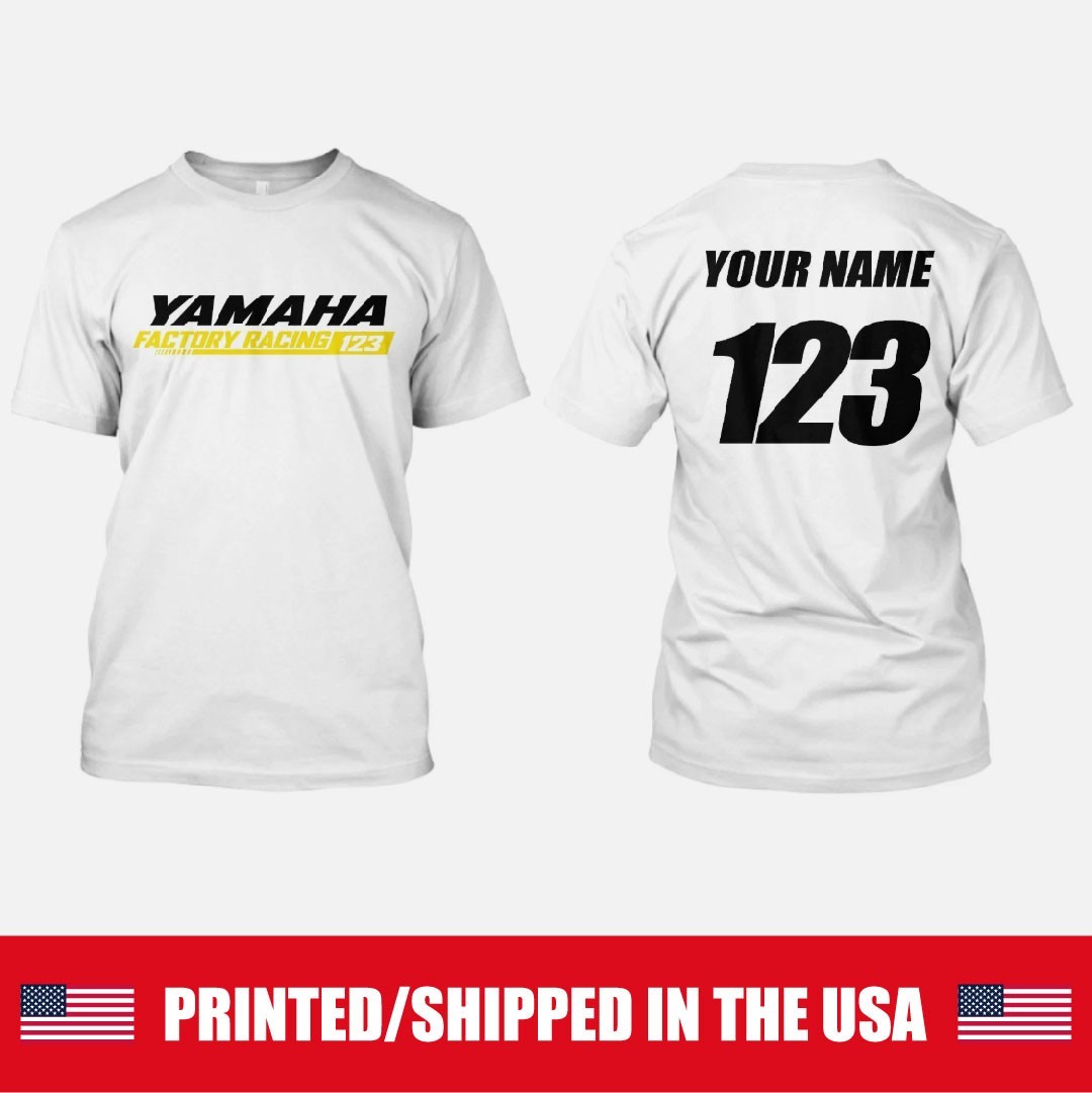CUSTOMIZED YAMAHA FACTORY RACING MOTOCROSS TSHIRT YOUR NAME AND NUMBER YZ YZF